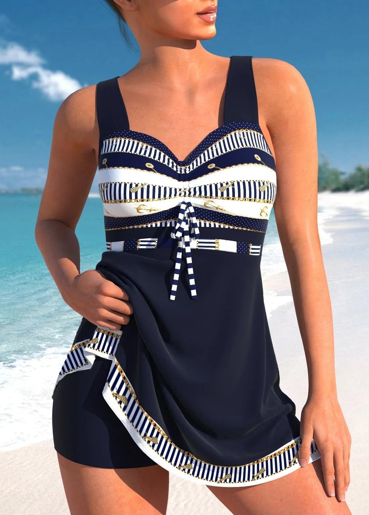Women's Swim Dress Built-In Shorts Modest Swimwear