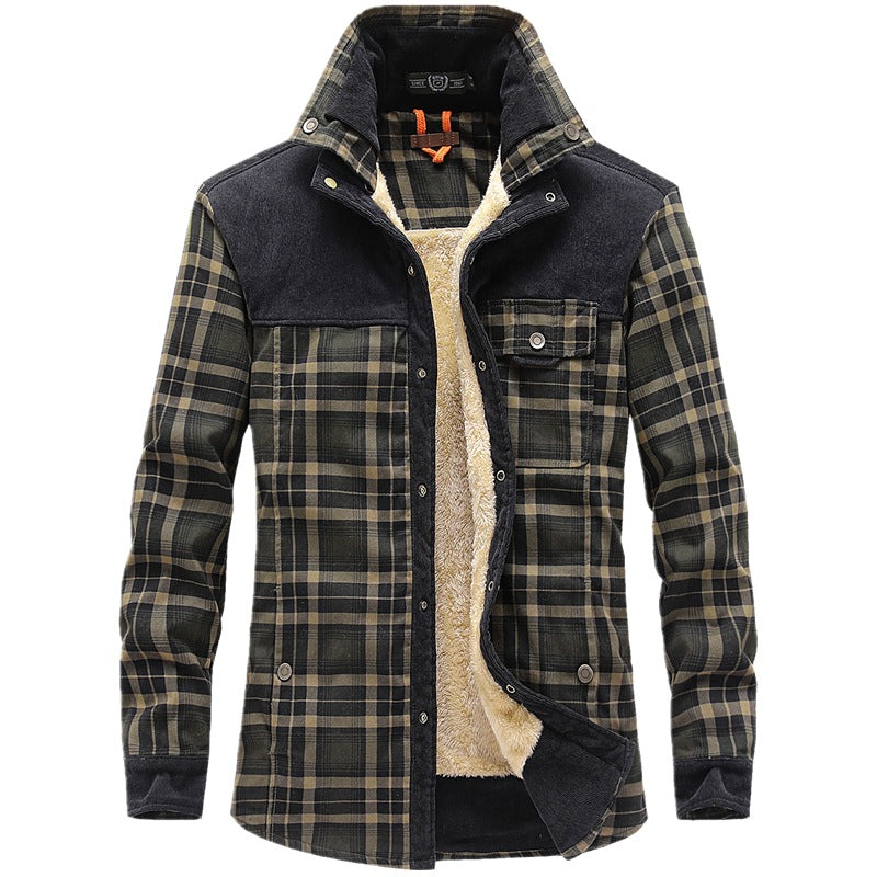 Men's Plaid Insulated Shirt Jacket with Pockets