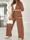 Women 2 Piece Striped Blazer Pants Set Tailored Co-ord