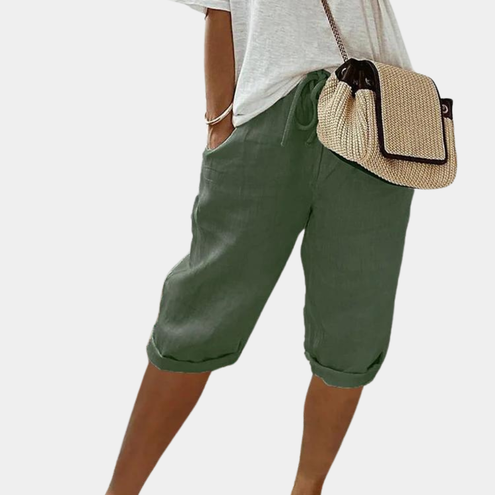 Women Linen Blend Pull-On Shorts Relaxed Fit - Image 3