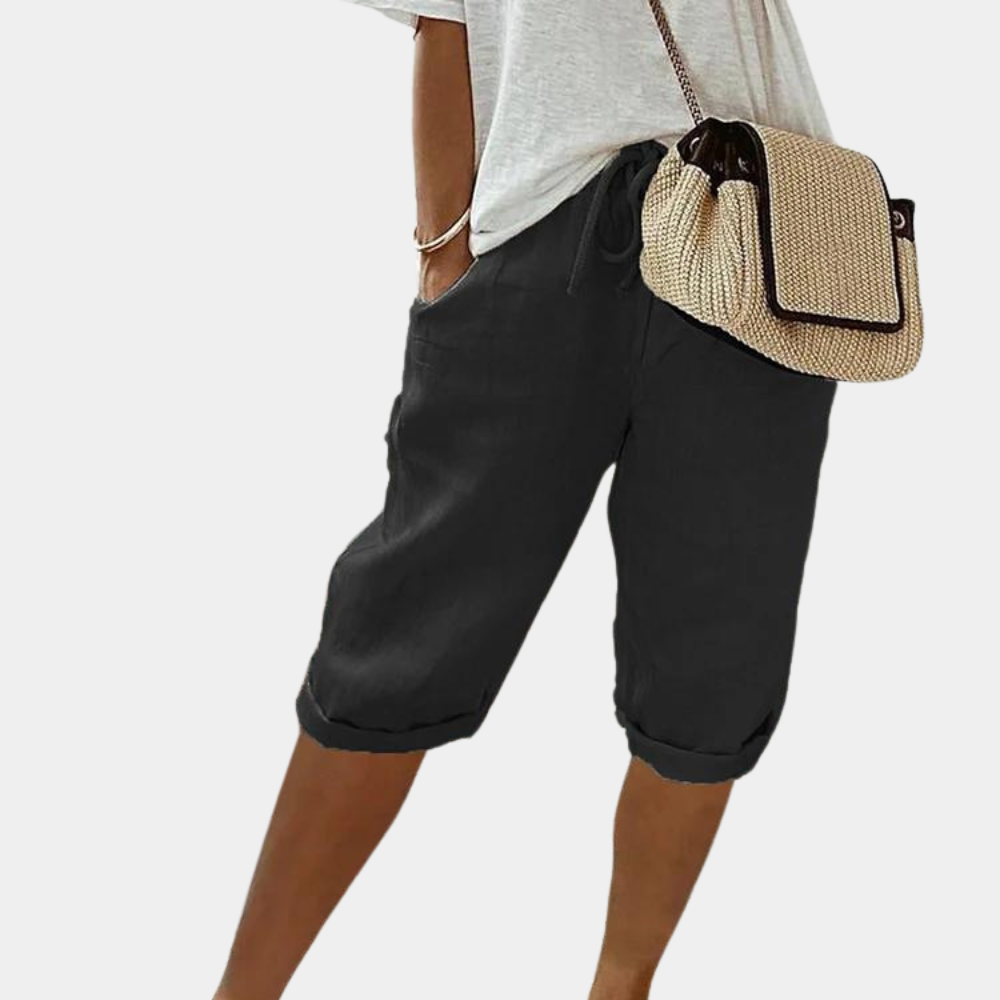 Women Linen Blend Pull-On Shorts Relaxed Fit - Image 4