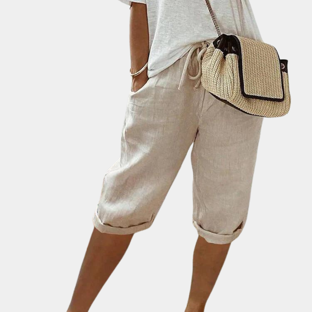 Women Linen Blend Pull-On Shorts Relaxed Fit - Image 5