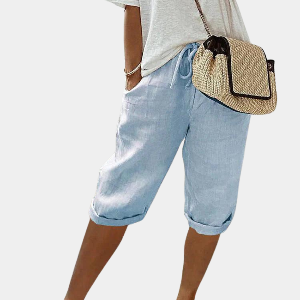Women Linen Blend Pull-On Shorts Relaxed Fit