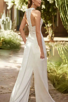 Women Halter Floor Length Bridal Jumpsuit Wide Leg Wedding - Image 2