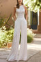 Women Halter Floor Length Bridal Jumpsuit Wide Leg Wedding