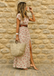 Women's Paisley Belted Flowy Maxi Dress