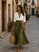 Women Satin Midi Boho Skirt Set Two Piece - Image 3