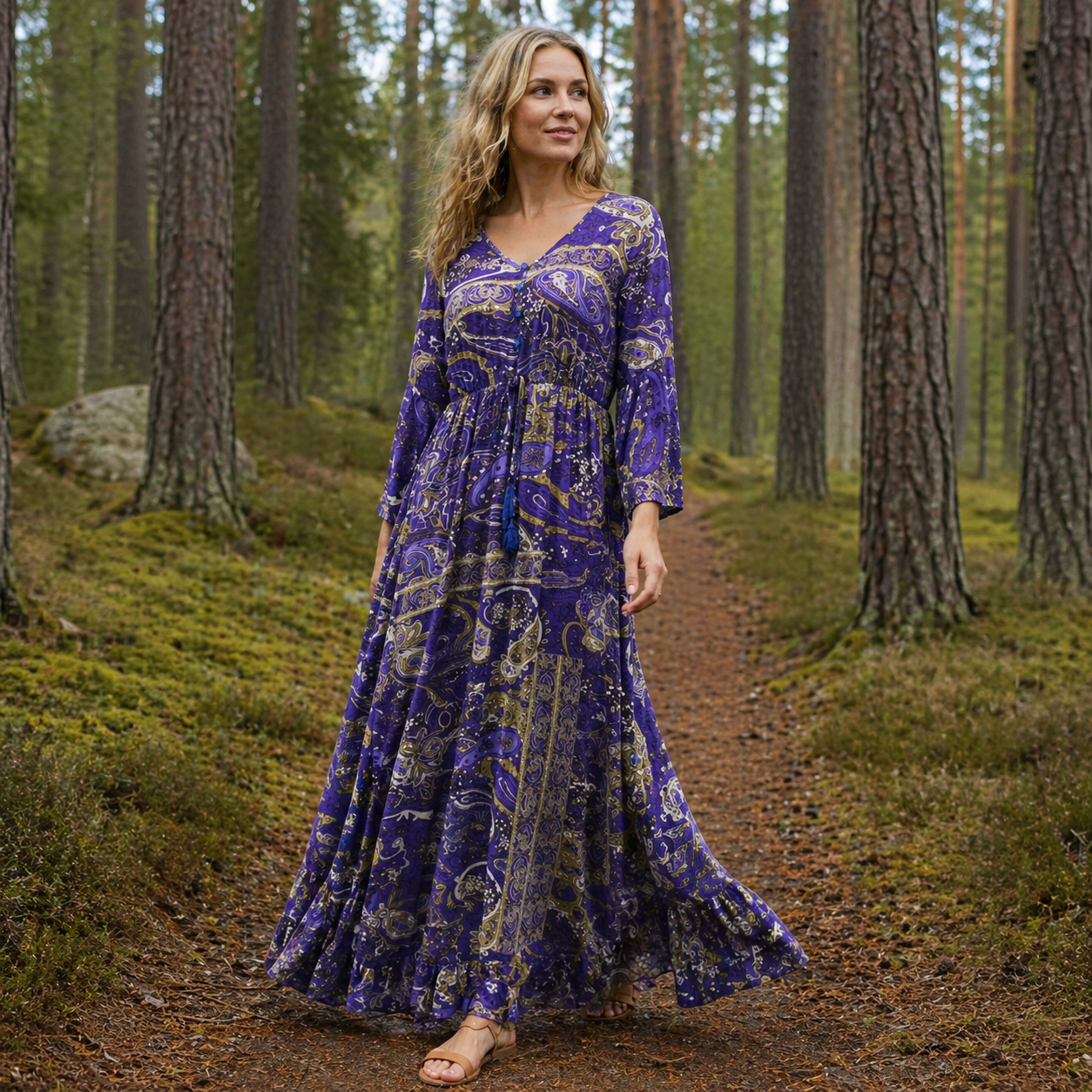 Women Boho Maxi Dress Flowy Casual Long - Image 6