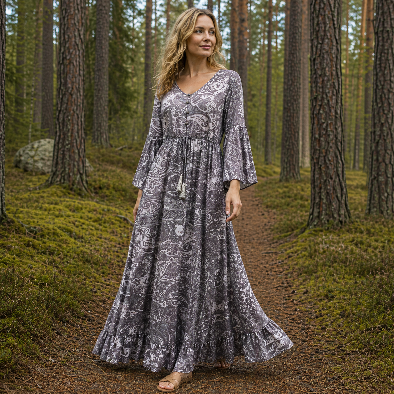 Women Boho Maxi Dress Flowy Casual Long - Image 3
