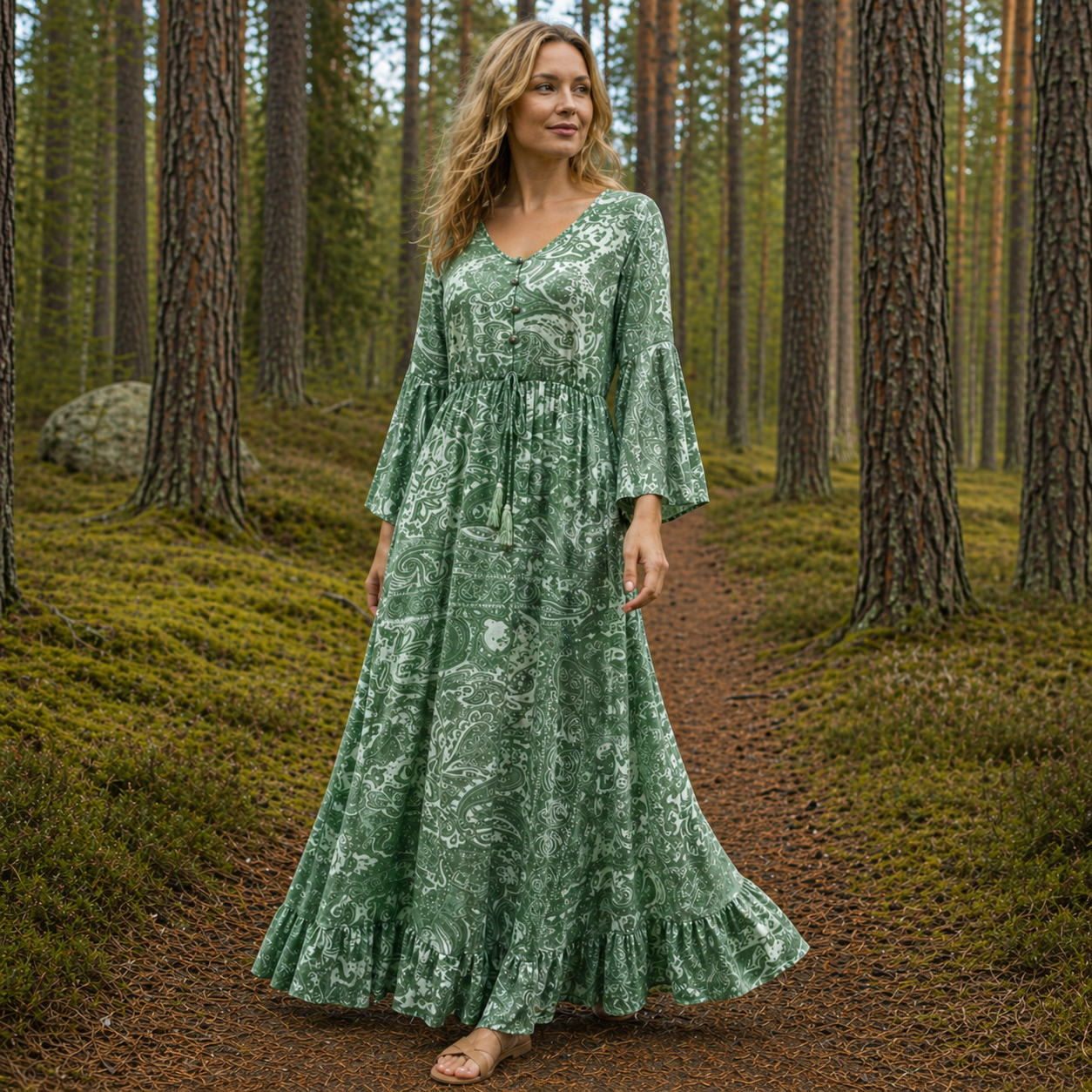 Women Boho Maxi Dress Flowy Casual Long - Image 4