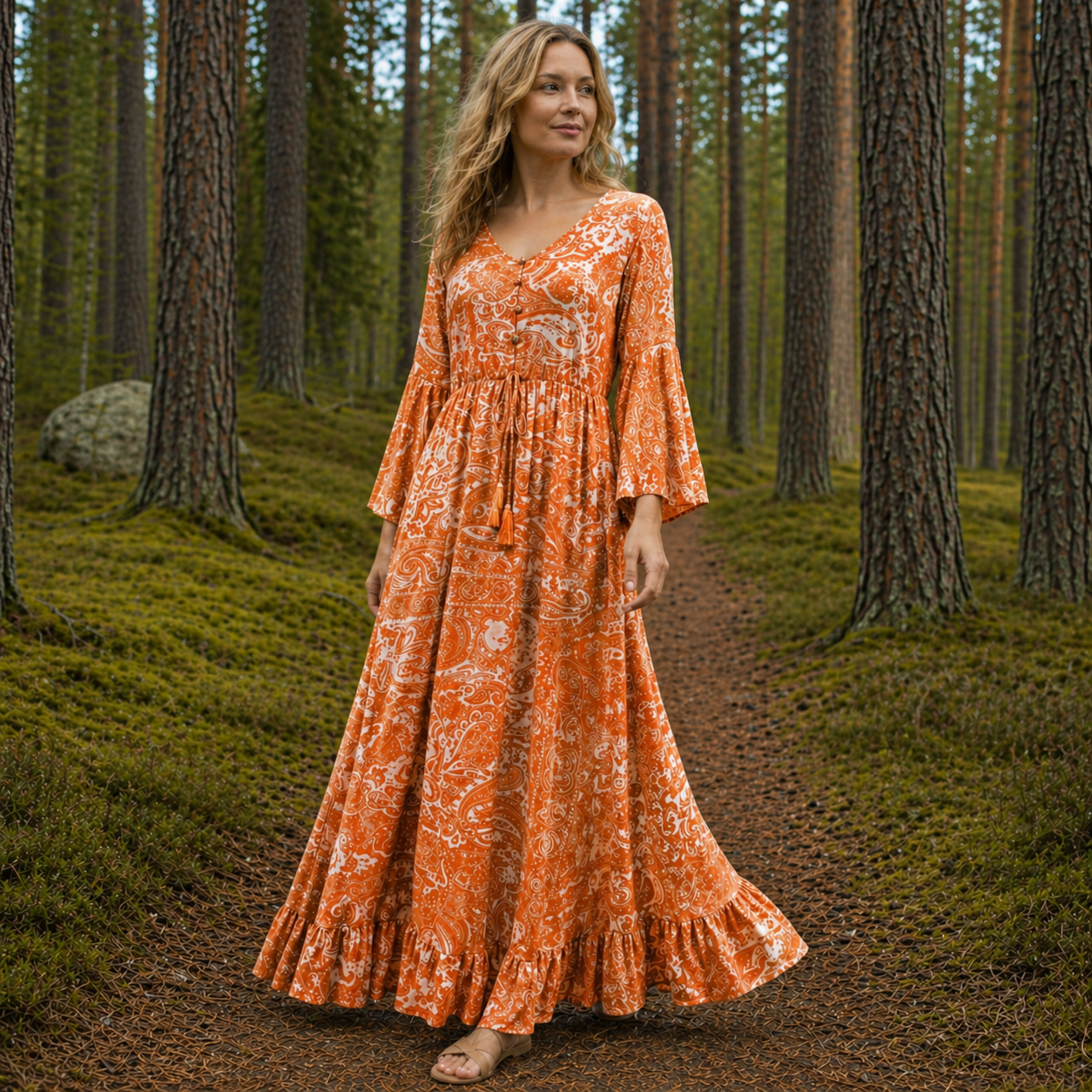Women Boho Maxi Dress Flowy Casual Long - Image 5