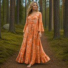 Women Boho Maxi Dress Flowy Casual Long - Image 5
