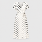 Women Polka Dot Midi Dress Tie Waist Flowy - Image 5