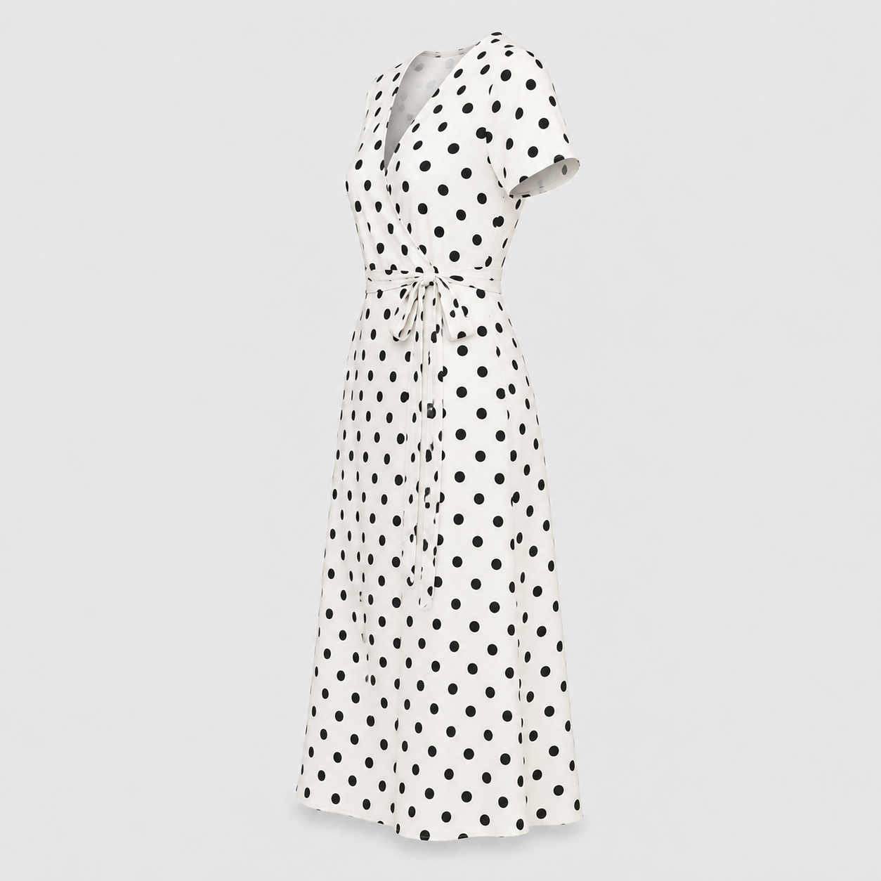 Women Polka Dot Midi Dress Tie Waist Flowy - Image 6