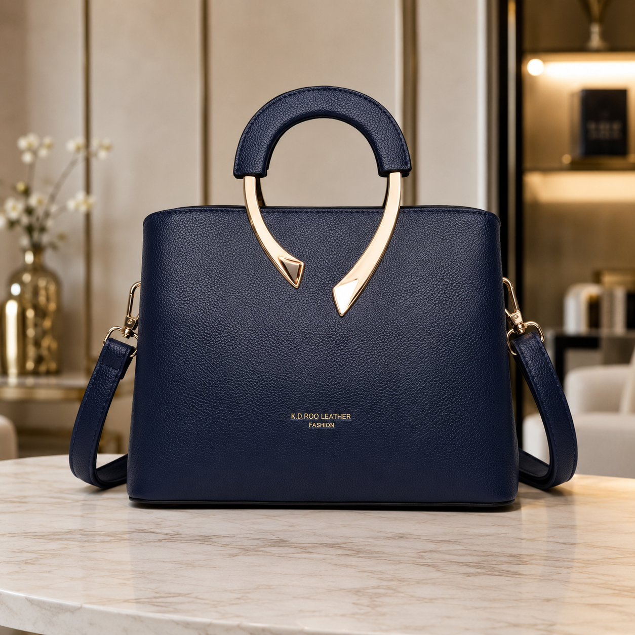 Women Leather Handbag Elegant Tote Shoulder Bag - Image 4