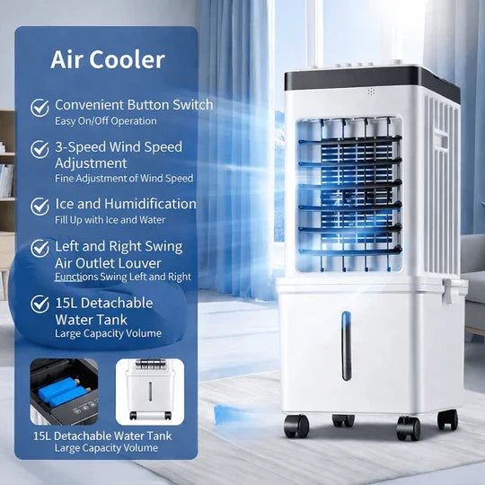 Portable Evaporative Air Cooler Fan 3-in-1 Humidifier
