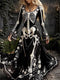 Women's Gothic Skeleton Floral Maxi Dress