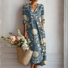 Women Midi Linen Dress Vintage Inspired
