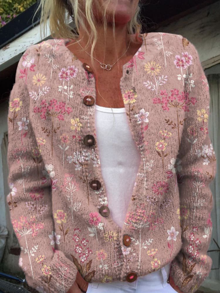 Dames Gebreide Cardigan Vest met Print - Image 3