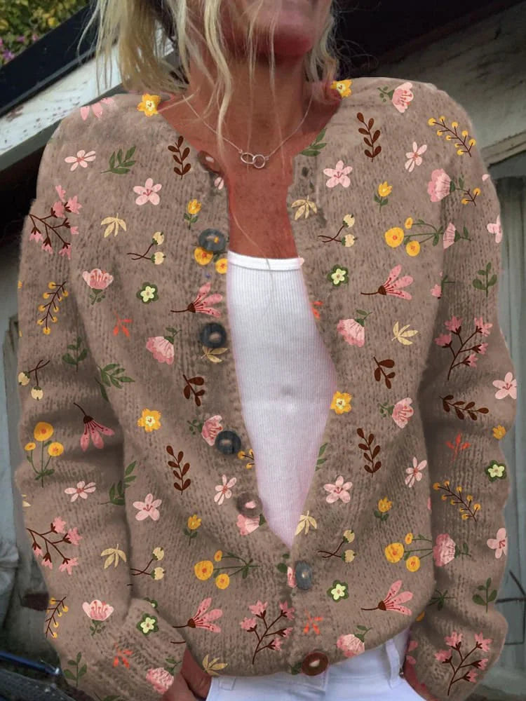 Dames Gebreide Cardigan Vest met Print - Image 5
