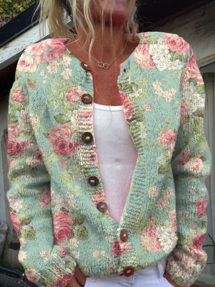 Dames Gebreide Cardigan Vest met Print - Image 6
