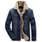 Men's Denim Jacket with Teddy Lining and Button Front