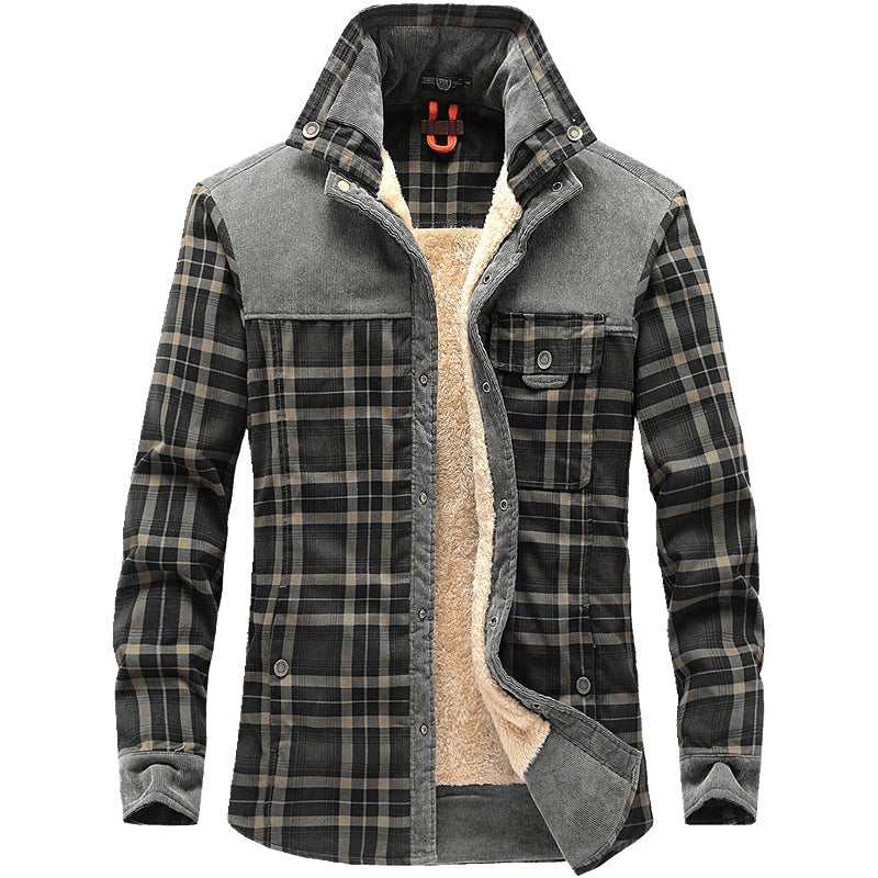 Men's Plaid Insulated Shirt Jacket with Pockets