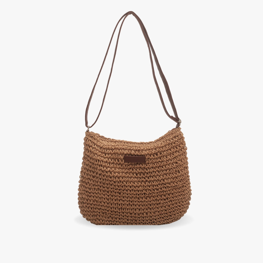 Women Straw Shoulder Bag Vegan Leather Strap - Image 11