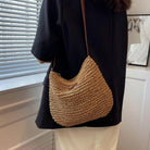 Women Straw Shoulder Bag Vegan Leather Strap - Image 14