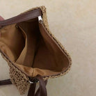 Women Straw Shoulder Bag Vegan Leather Strap - Image 17