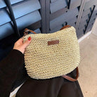 Women Straw Shoulder Bag Vegan Leather Strap - Image 10
