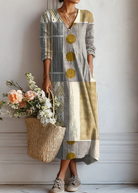 Women Boho Midi Dress Abstract Print