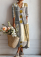 Women Boho Midi Dress Abstract Print