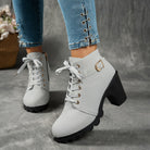 Women's Block Heel Lug Sole Ankle Boots Side Zip - Image 10