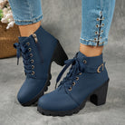 Women's Block Heel Lug Sole Ankle Boots Side Zip - Image 5