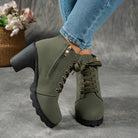 Women's Block Heel Lug Sole Ankle Boots Side Zip - Image 8