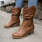 Women's Western Pointed Toe Block Heel Slouchy Ankle Boots - Image 3