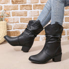 Women's Western Pointed Toe Block Heel Slouchy Ankle Boots - Image 5
