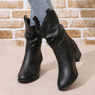 Women's Western Pointed Toe Block Heel Slouchy Ankle Boots - Image 6