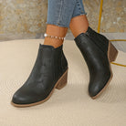 Women's Floral Cut Out Block Heel Ankle Boots - Image 4