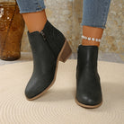 Women's Floral Cut Out Block Heel Ankle Boots - Image 5