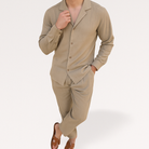 Men Linen Pajama Set 2 Piece Shirt Pants - Image 8