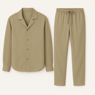 Men Linen Pajama Set 2 Piece Shirt Pants - Image 2