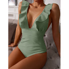 Women Boho One Piece Swimsuit Sexy Ruched Low Back - Image 11