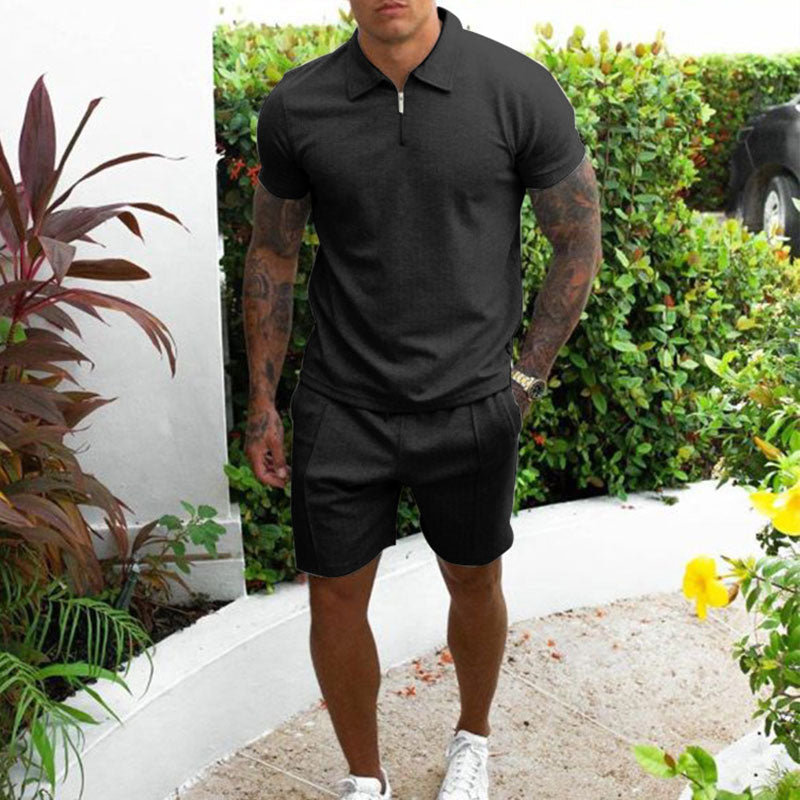 Men's Polo Shirt Shorts Matching Two Piece Summer Set - Image 3