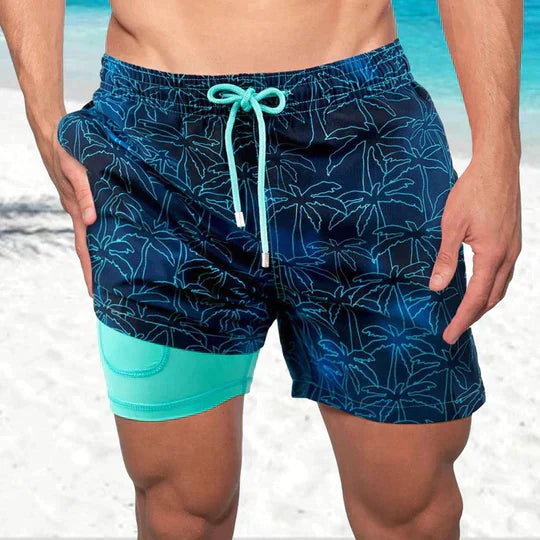 Men's Slim Fit Patterned Swim Shorts Liner