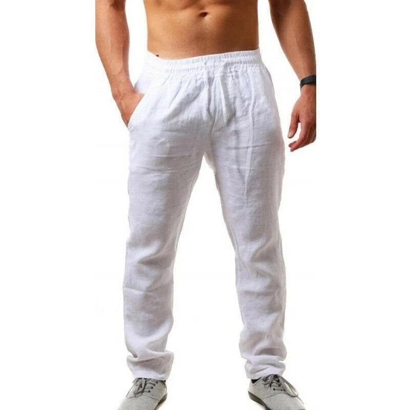 Men's Linen Pants Lightweight Summer Trousers Relaxed Fit - Image 4