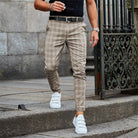 Men's Plaid Slim Fit Stretch Chino Pants