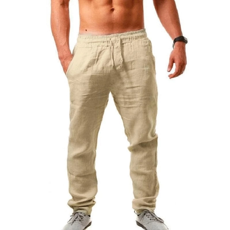 Men's Linen Pants Lightweight Summer Trousers Relaxed Fit - Image 3