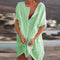Women Linen Blend Flared Hem Dress Light Green